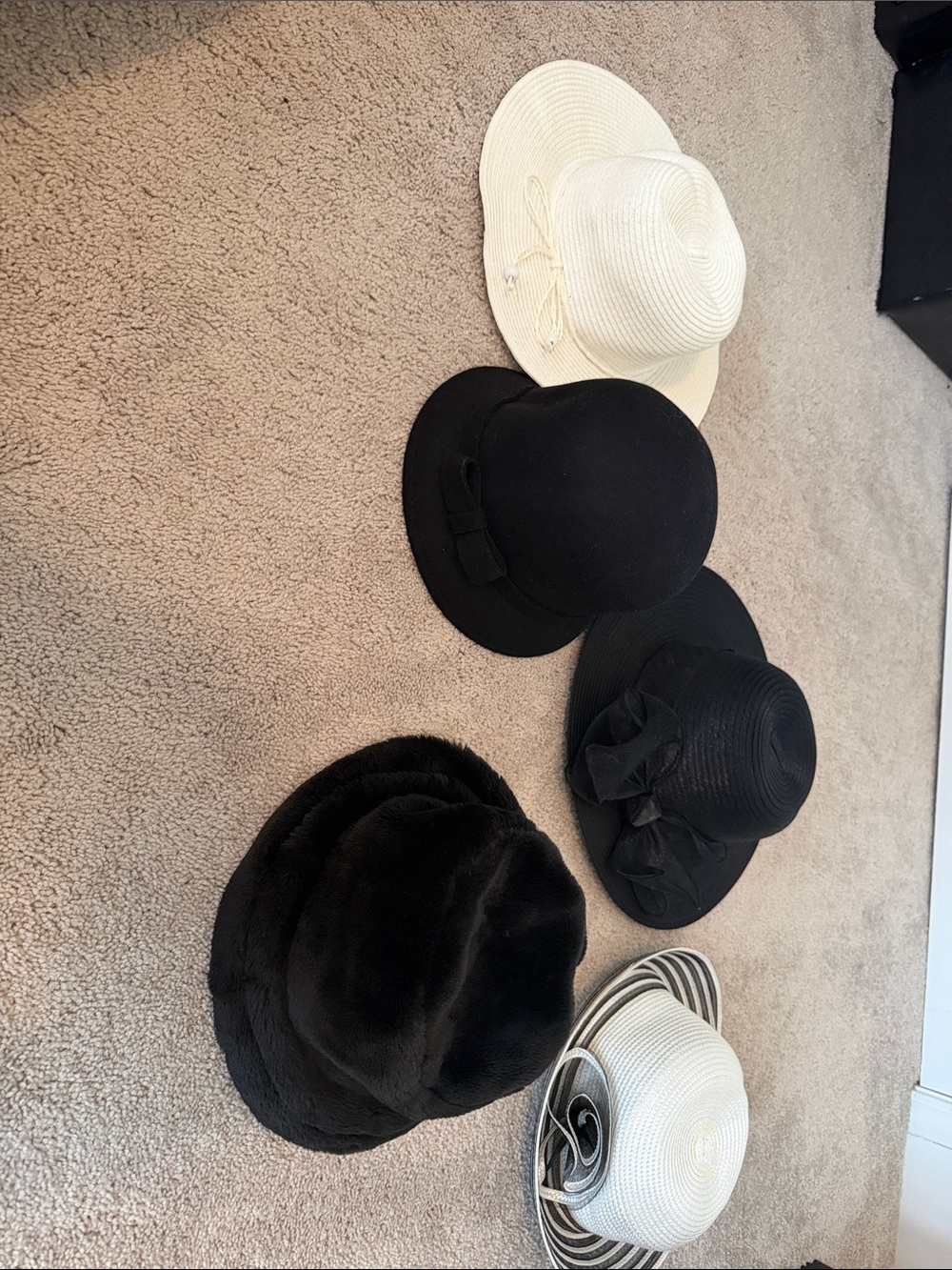 Classic Black and White Women's Hat Set - Versatile Summer & Dress Styles